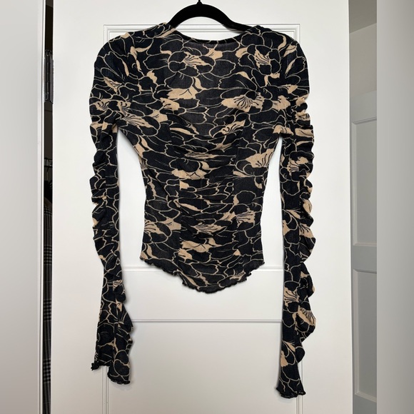 Free People Through The Meadow Ruched Mesh Top (XS) - Picture 5 of 6